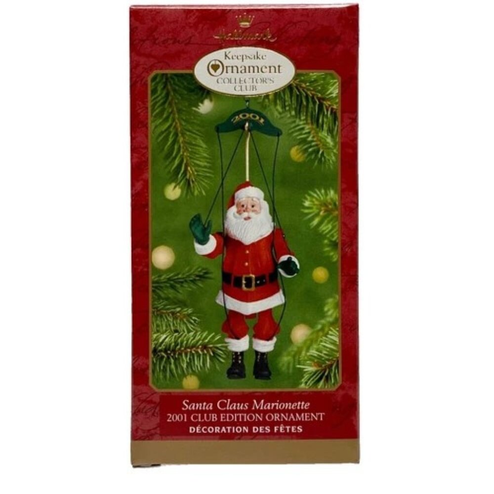 Vintage Christmas Ornament Santa Claus Marionette Hallmark 2001 Club Edition NIB